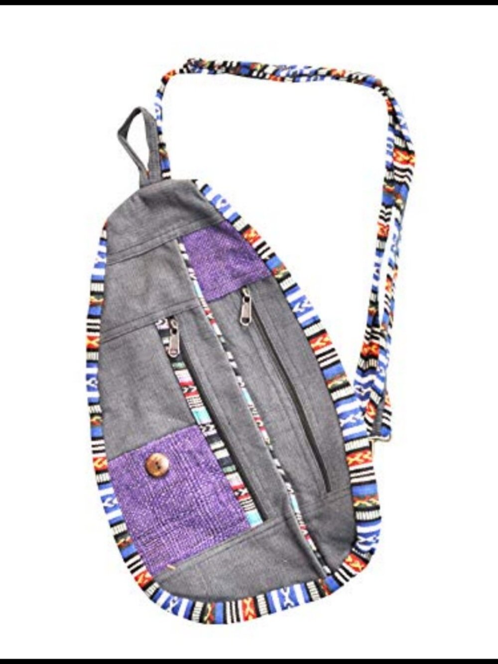 Hemp Crossbody Sling Bag Boho Backpack Adjustable Strap Unisex Travel